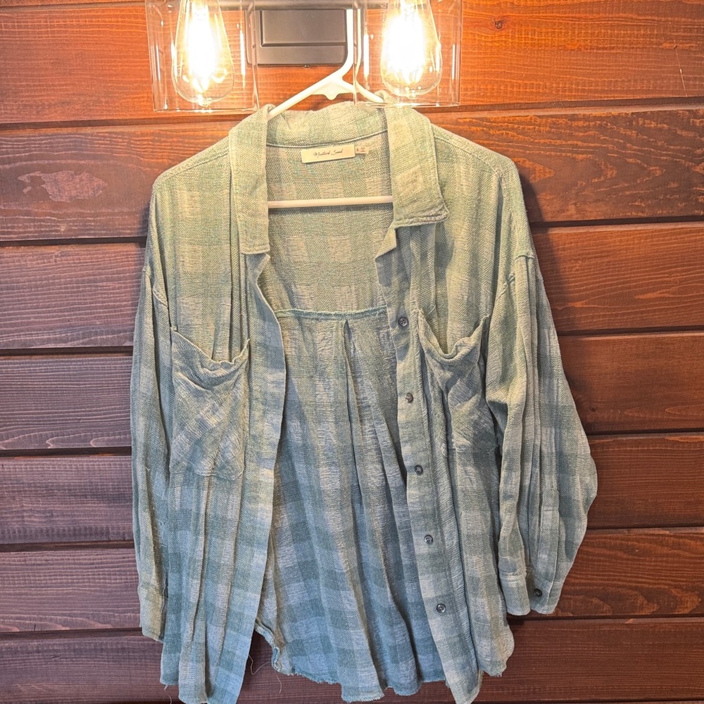 Mustard Seed Green Plaid Top